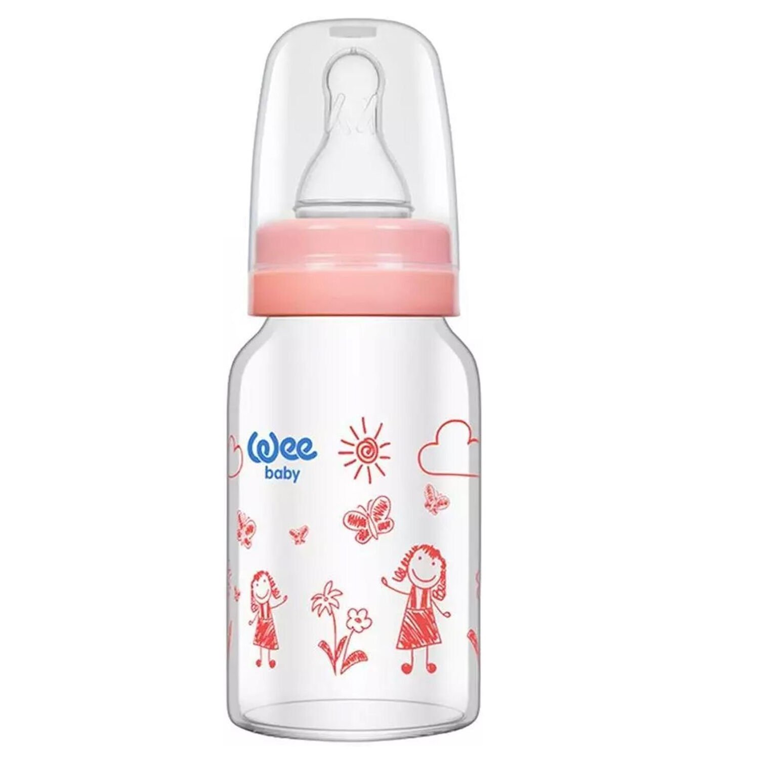 Wee Baby Isıya Dayanıklı Cam Biberon 120 ml Pembe