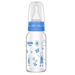 Wee Baby Isıya Dayanıklı Cam Biberon 180 ml Mavi