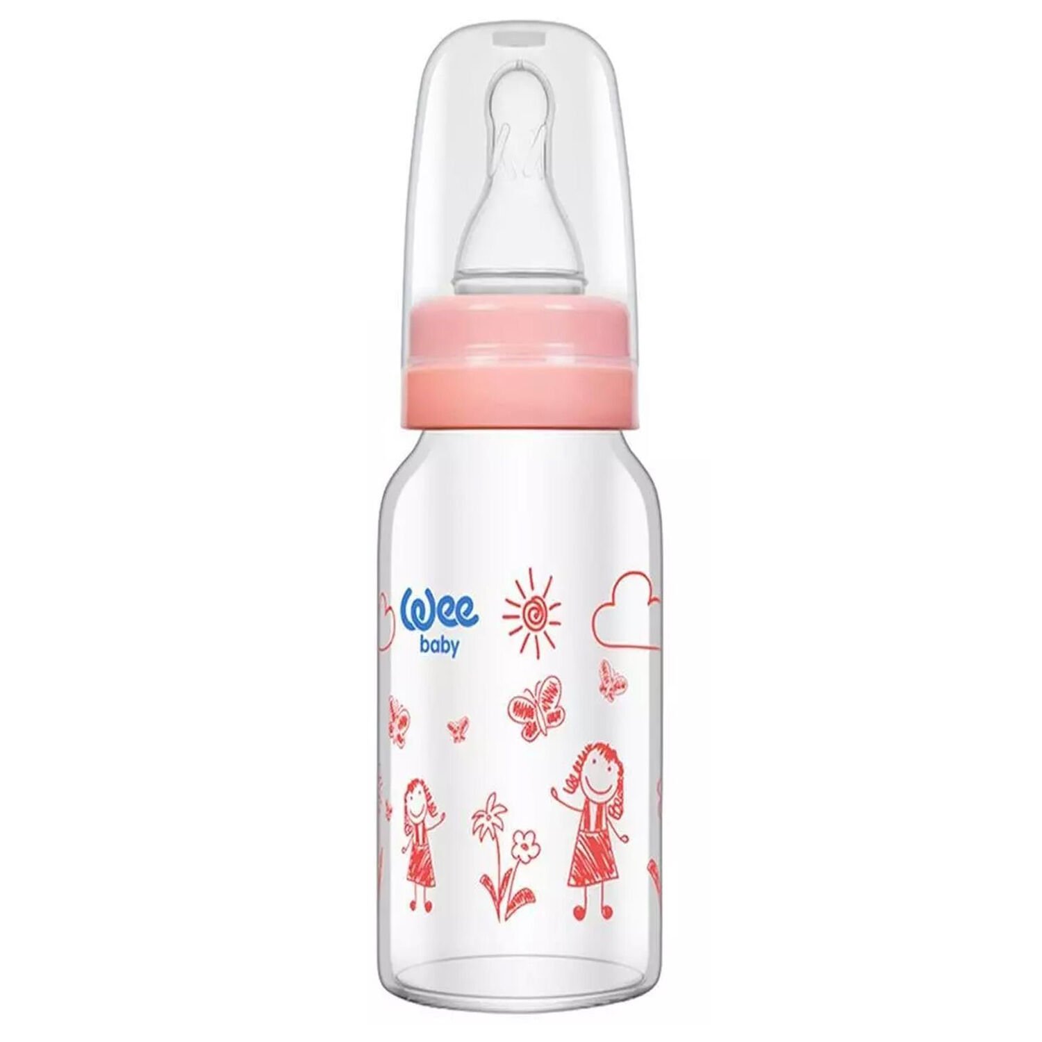 Wee Baby Isıya Dayanıklı Cam Biberon 180 ml Pembe