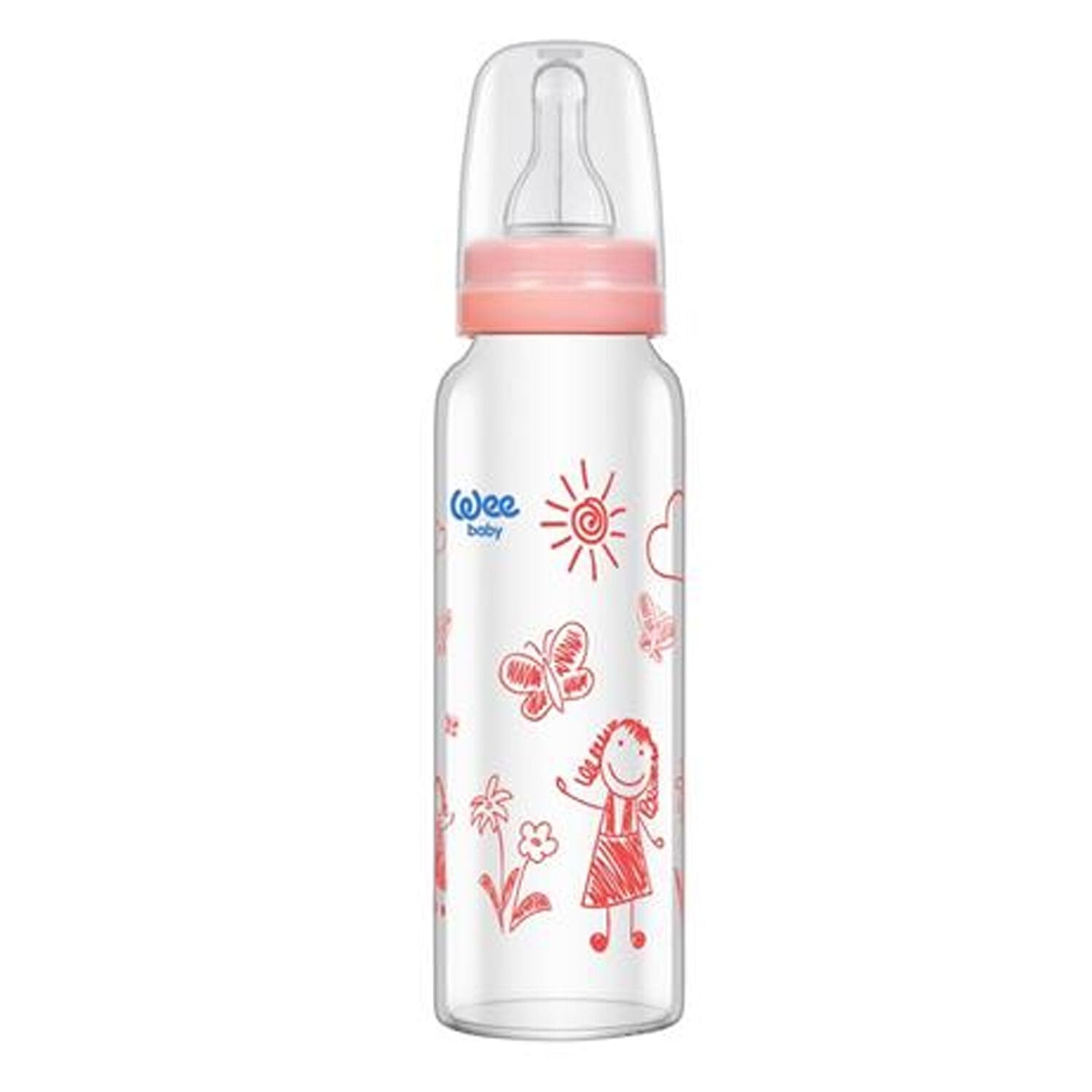 Wee Baby Isıya Dayanıklı Cam Biberon 240 ml Pembe
