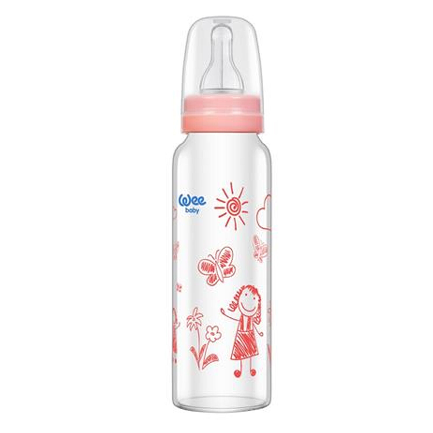 Wee Baby Isıya Dayanıklı Cam Biberon 240 ml Pembe