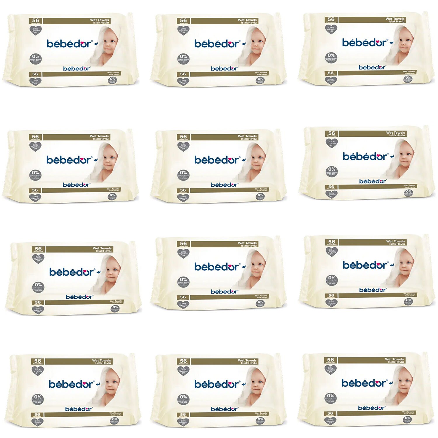Bebedor Islak Havlu 56 lı 12 Adet