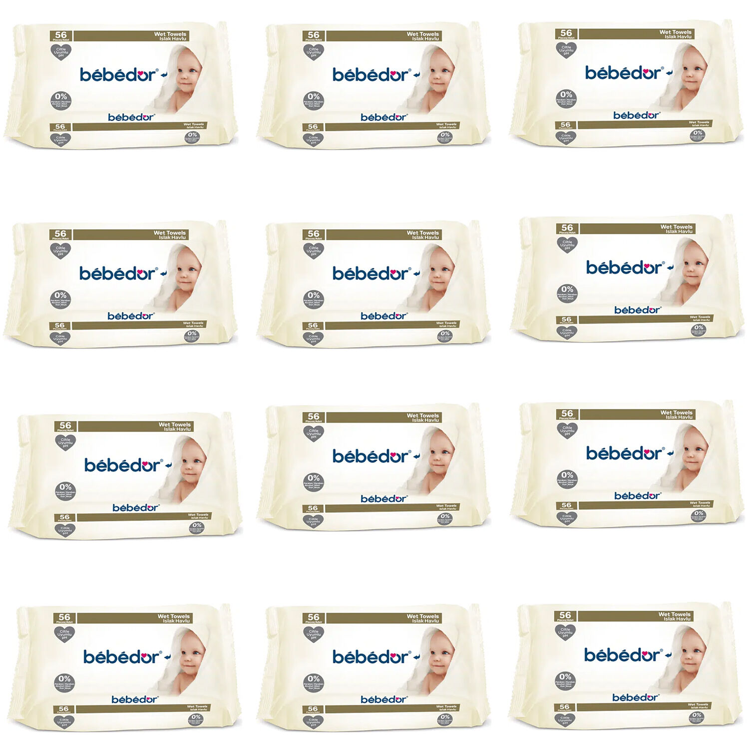 Bebedor Islak Havlu 56 lı 12 Adet