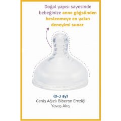 Bebedor Geniş Ağız Silikon Biberon Emziği Yavaş Akış +0 Ay