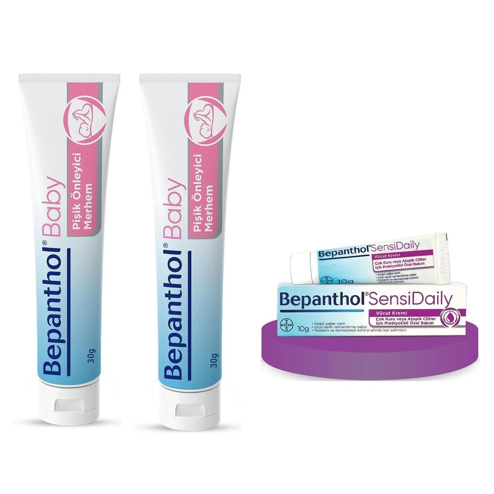 Bepanthol Baby Pişik Önleyici Krem 30 gr 2 ADET + Bepanthol SensiDaily Vücut Kremi 10 gr Hediye