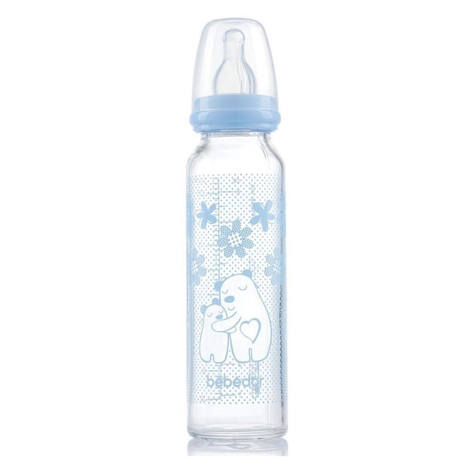 Bebedor Isıya Dayanıklı Cam Biberon 240 ml Mavi
