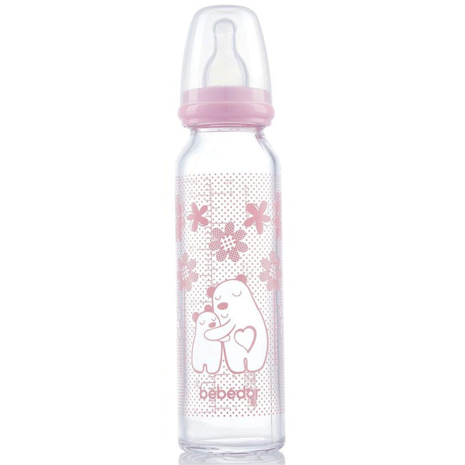 Bebedor Isıya Dayanıklı Cam Biberon 240 ml Pembe