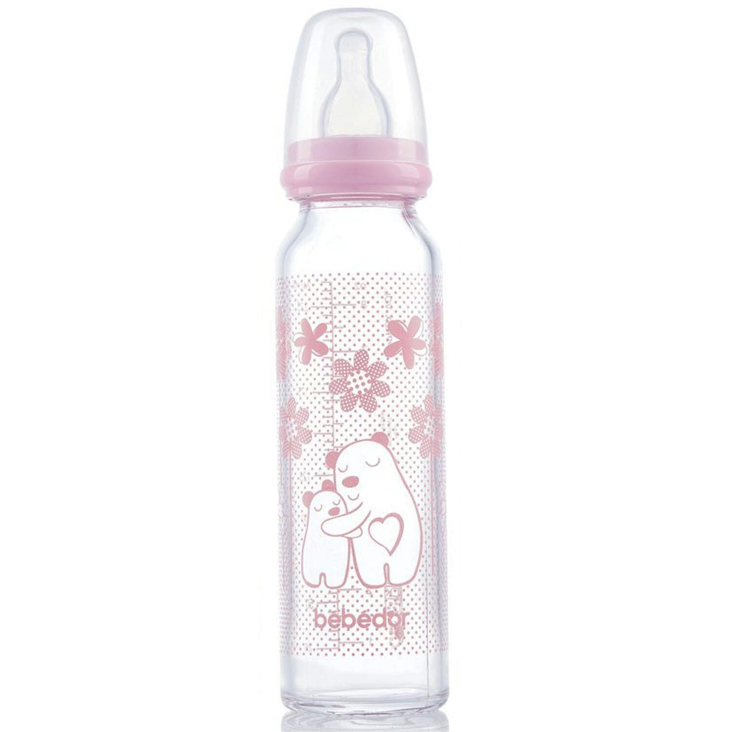 Bebedor Isıya Dayanıklı Cam Biberon 240 ml Pembe