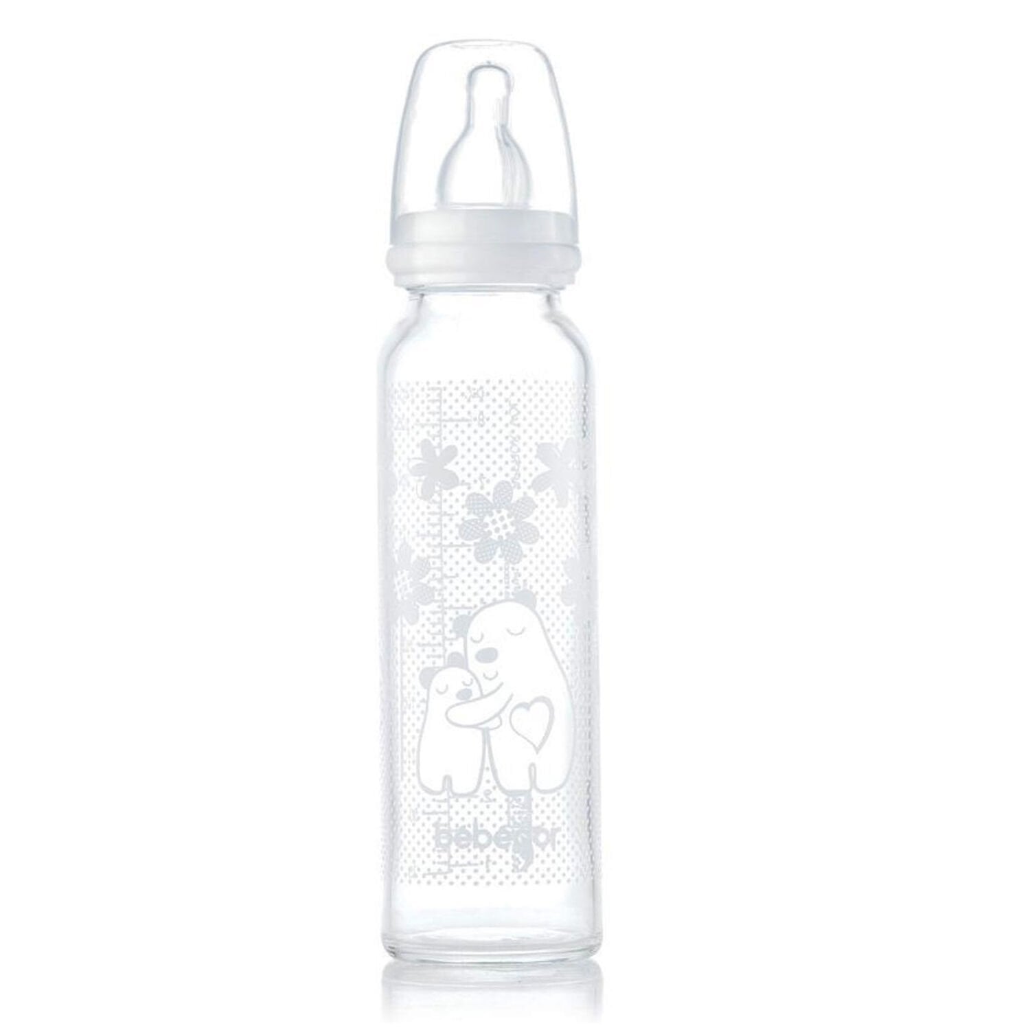 Bebedor Isıya Dayanıklı Cam Biberon 240 ml Beyaz