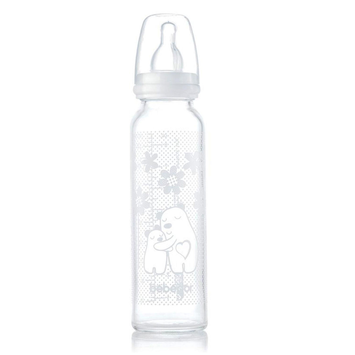 Bebedor Isıya Dayanıklı Cam Biberon 240 ml Beyaz