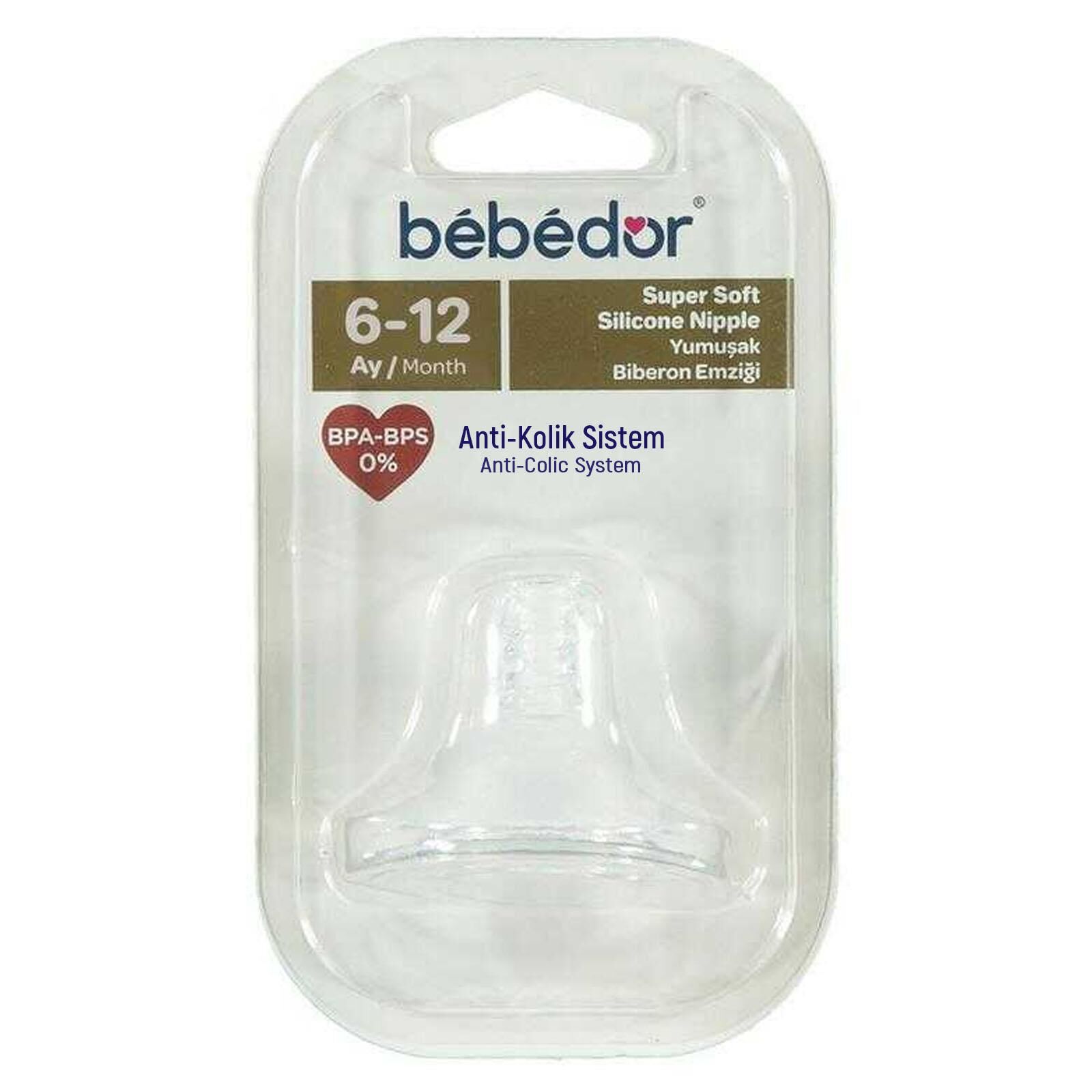 Bebedor 332 Silikon Yumuşak Biberon Emziği 6-12 Ay Orta Akış