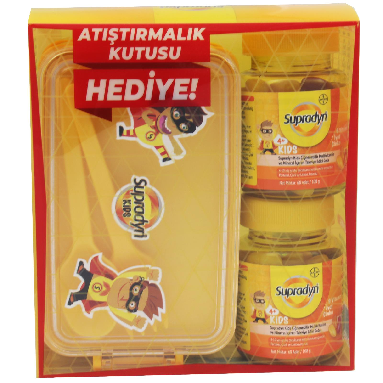 Supradyn Kids Çiğnenebilir 60 Tablet 2 ADET + Supradyn Atıştırmalık Kutusu Hediye