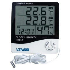 Vzn Htc-2 Dijital Kablolu Termometre Saat Ve Nem Ölçer