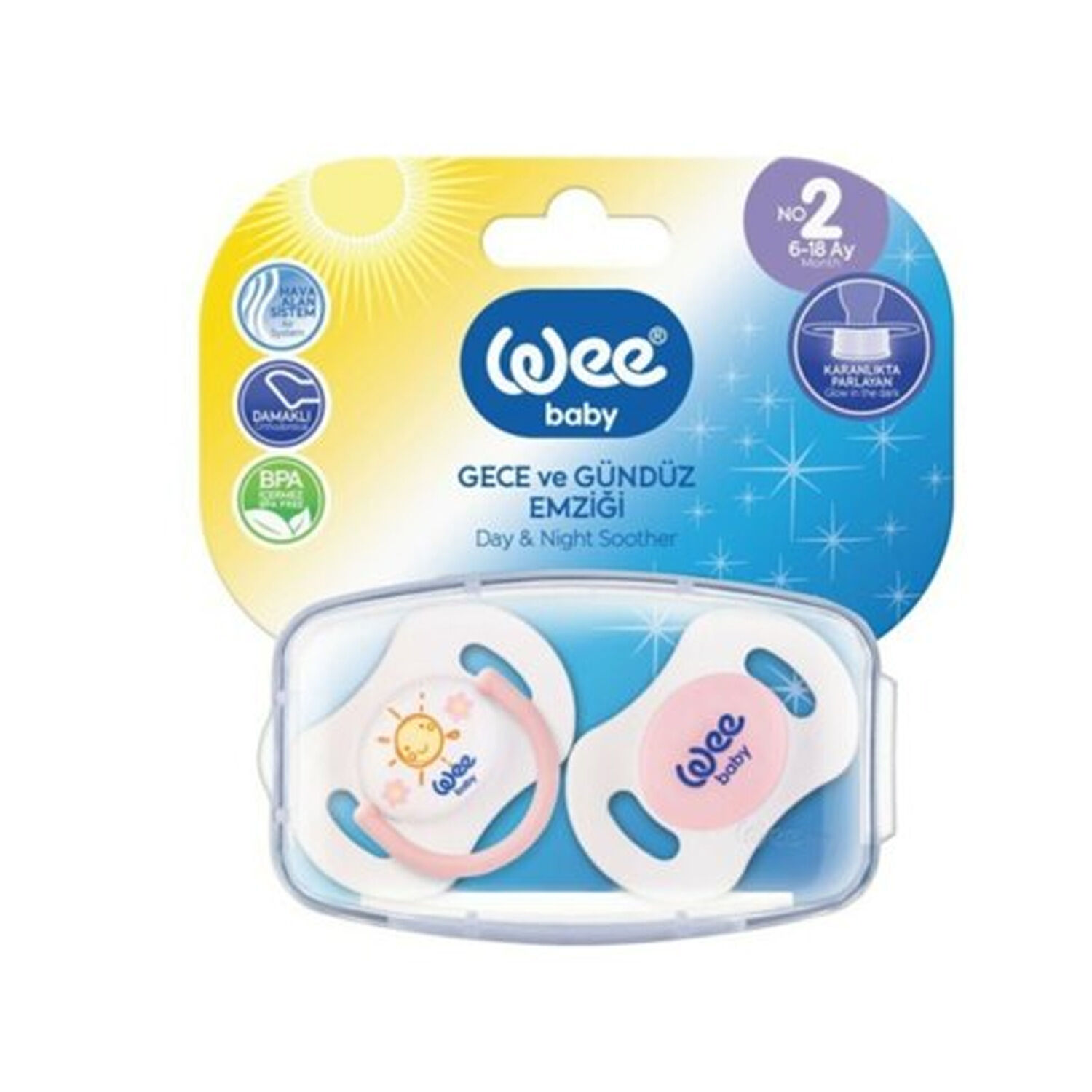 Wee Baby 153 Gece Ve Gündüz No 2 6-18 Ay 2 li Emzik Pembe