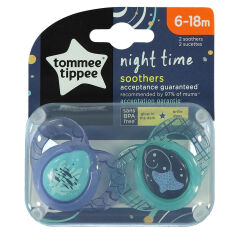 Tommee Tippee Ortodontik Gece Emziği 2'li 6-18 Ay Desenli Yeşil