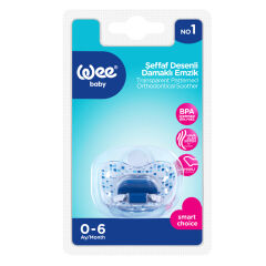Wee Baby Şeffaf Desenli Damaklı No 1 Emzik 0-6 Ay Mavi