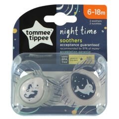 Tommee Tippee Ortodontik Gece Emziği 2'li 6-18 Ay Desenli Şeffaf