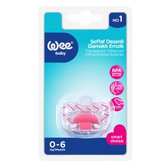 Wee Baby Şeffaf Desenli Damaklı No 1 Emzik 0-6 Ay Pembe