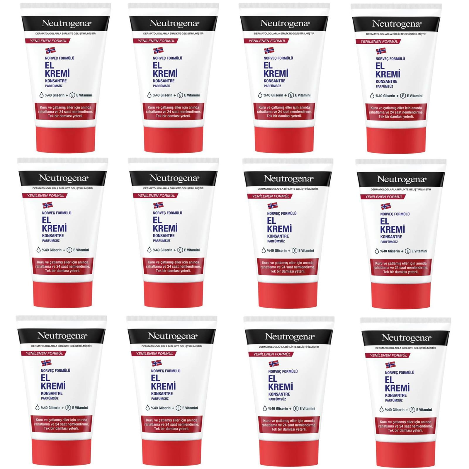 Neutrogena Norveç Formülü Parfümsüz El Kremi 50 ml 12 ADET