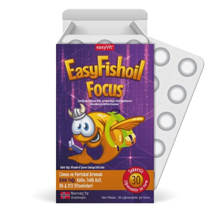 EasyFishoil Focus Balık Yağı 30 Çiğnenebilir Jel Form