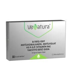 VeNatura B-Trio ODT Metilkobalamin, Metilfolat ve P-5-P Takviye Edici Gıda 30 Tablet