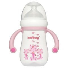 Bebedor Geniş Ağızlı Kulplu PP Biberon Antikolik Sistem 240 ml Pembe