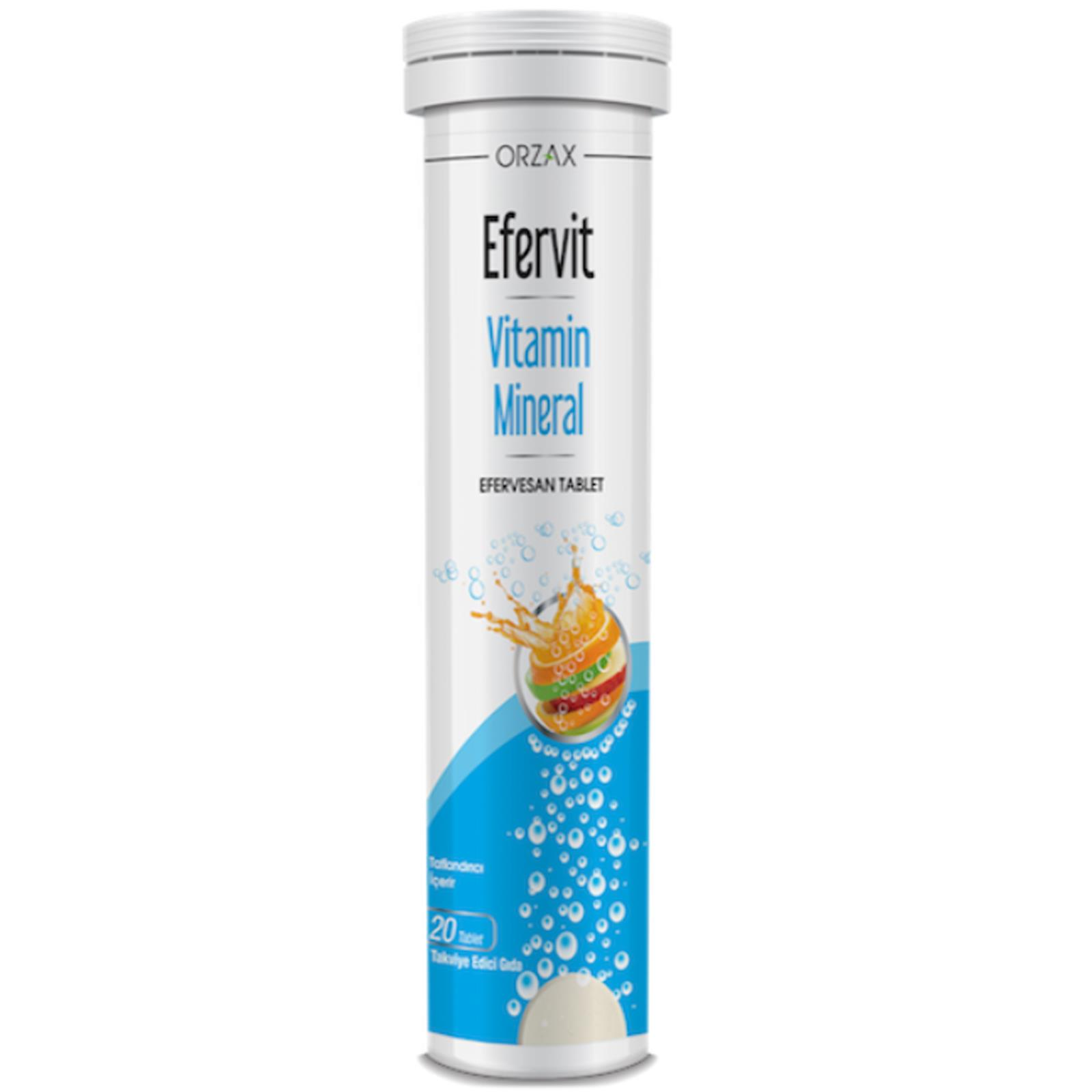 Orzax Efervit Multivitamin Ve Mineral 20 Efervesan Tablet