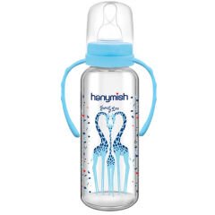 Hanymish 402 Kulplu Cam Biberon 240 ml Mavi