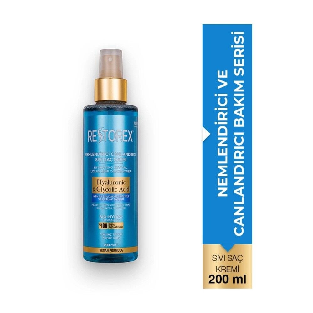Restorex Hyaluronic Glycolic Acid Nemlendirici Canlandırıcı Sıvı Saç Kremi 200 ml