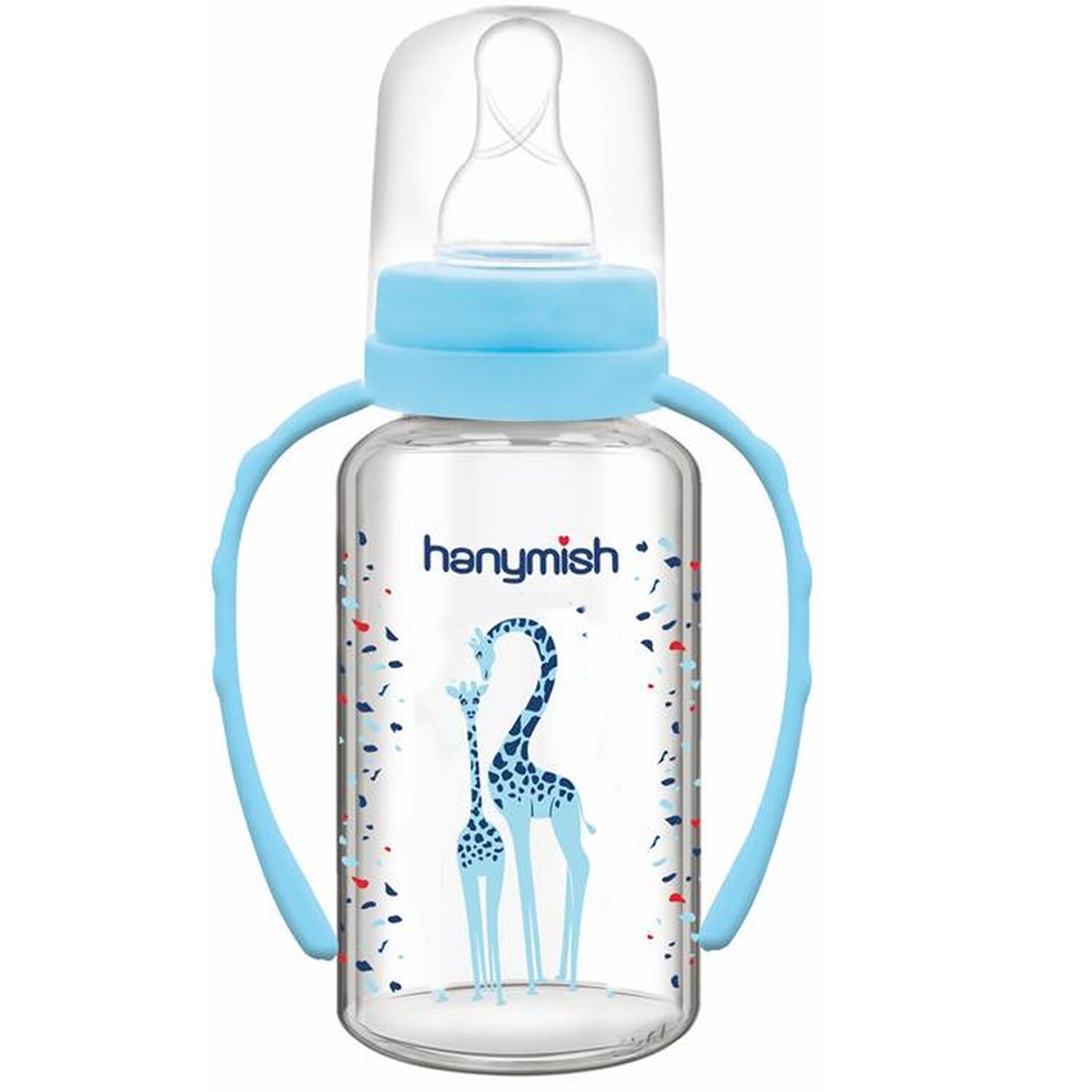 Hanymish 403 Kulplu Cam Biberon 125 ml Mavi