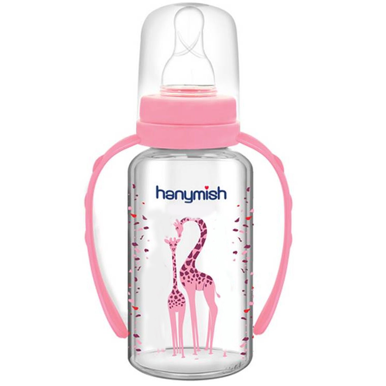 Hanymish 403 Kulplu Cam Biberon 125 ml Pembe