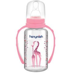 Hanymish 403 Kulplu Cam Biberon 125 ml Pembe