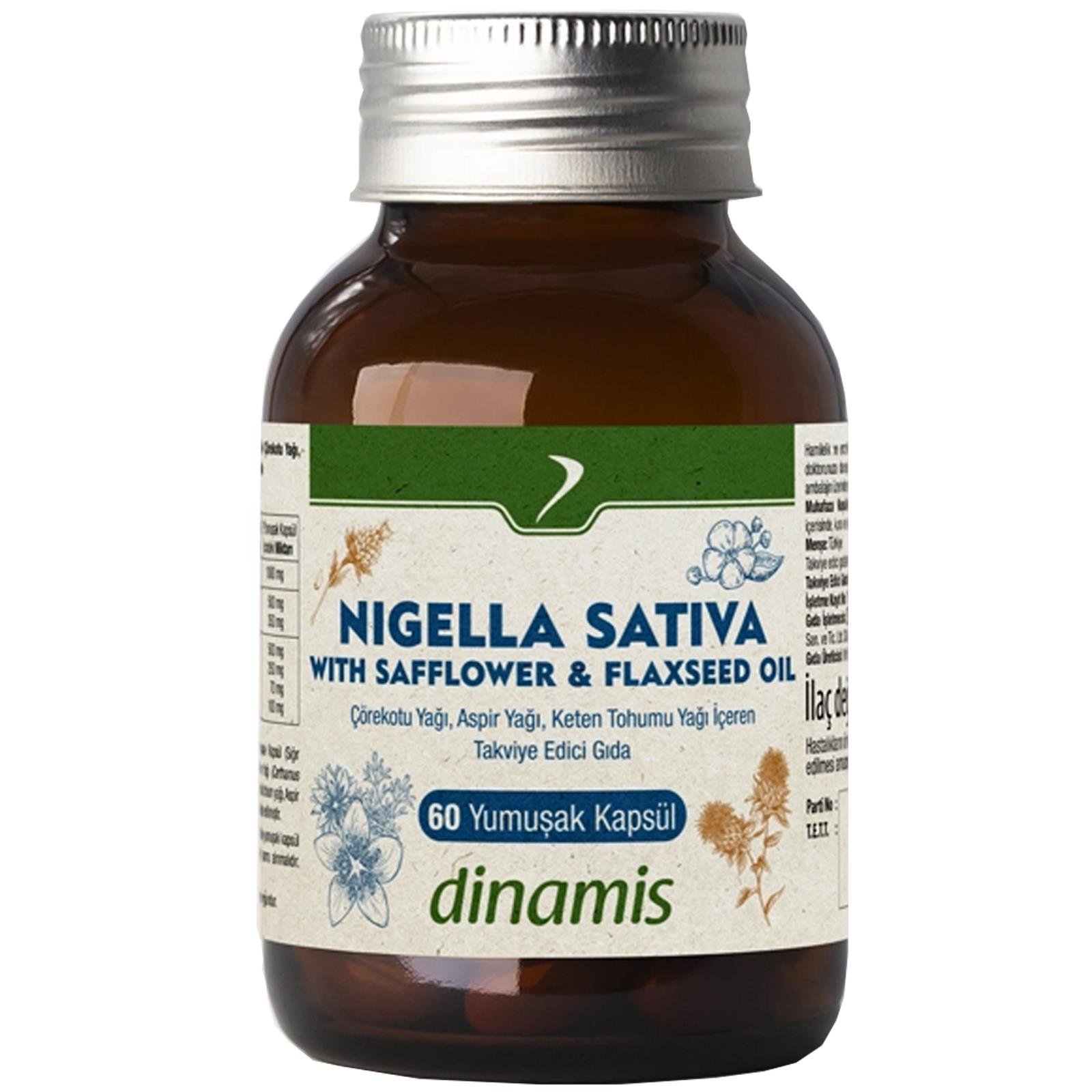 Dinamis Nigella Sativa Çörekotu Yağı  Aspir Yağı Ve Keten Tohumu Yağı 60 Kapsül