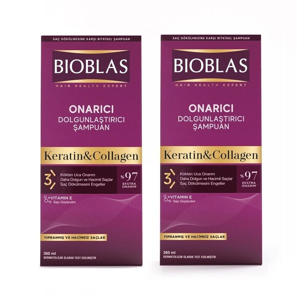 Bibolas Keratin Collagen Onarıcı Dolgunlaştırıcı Şampuan 360 ml 2 ADET