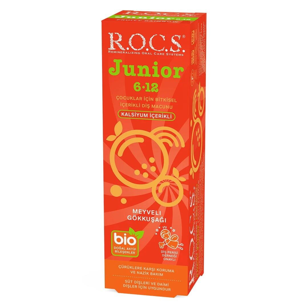 Rocs Junior 6-12 Yaş Meyveli Gökkuşağı Tadında Florürsüz Çocuk Diş Macunu 60 ml