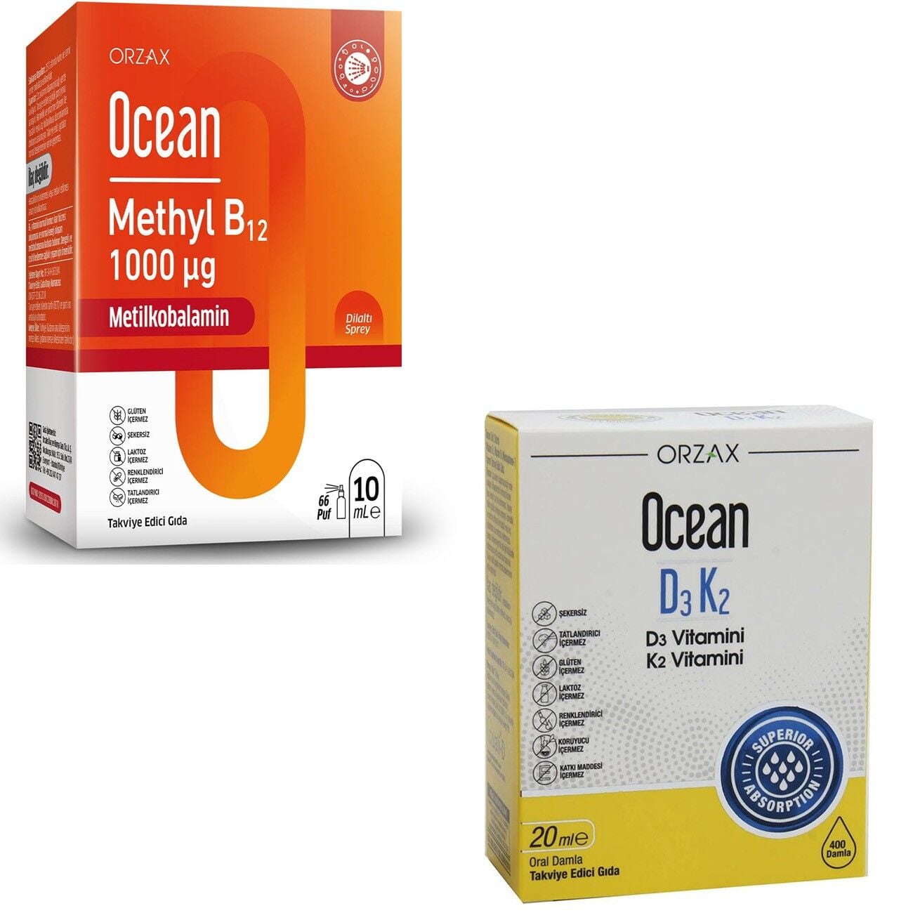 Ocean Methyl B12 Dilaltı Sprey 10 ml + Ocean Vitamin D3 K2 Damla 20 ml