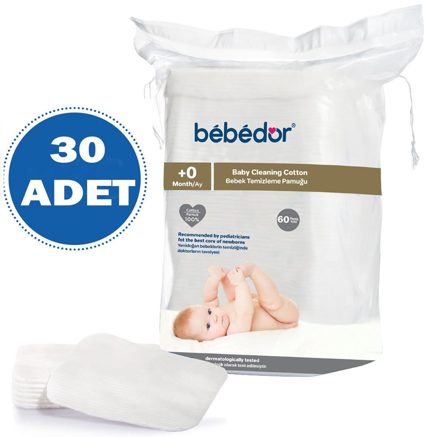 Bebedor Bebek Temizleme Pamuğu 60 lı 30 ADET