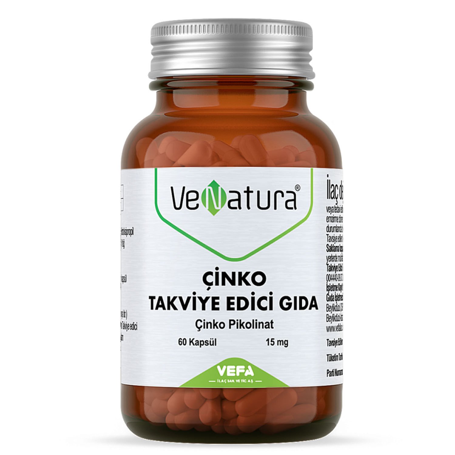 Venatura Çinko Takviye Edici Gıda 15 Mg 60 Kapsül