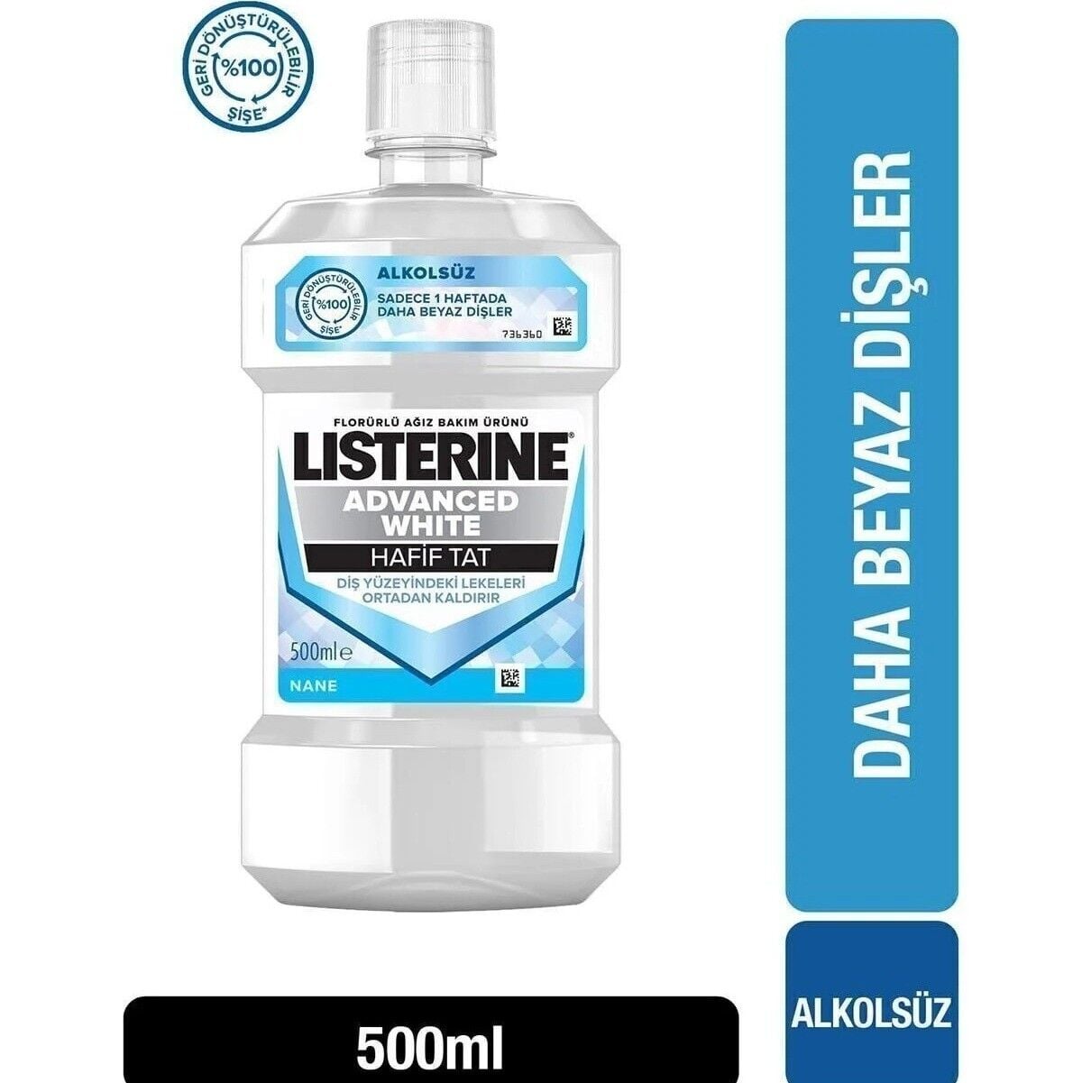 Listerine Advanced White Hafif Tat Nane Ağız Bakım Suyu 500 ml