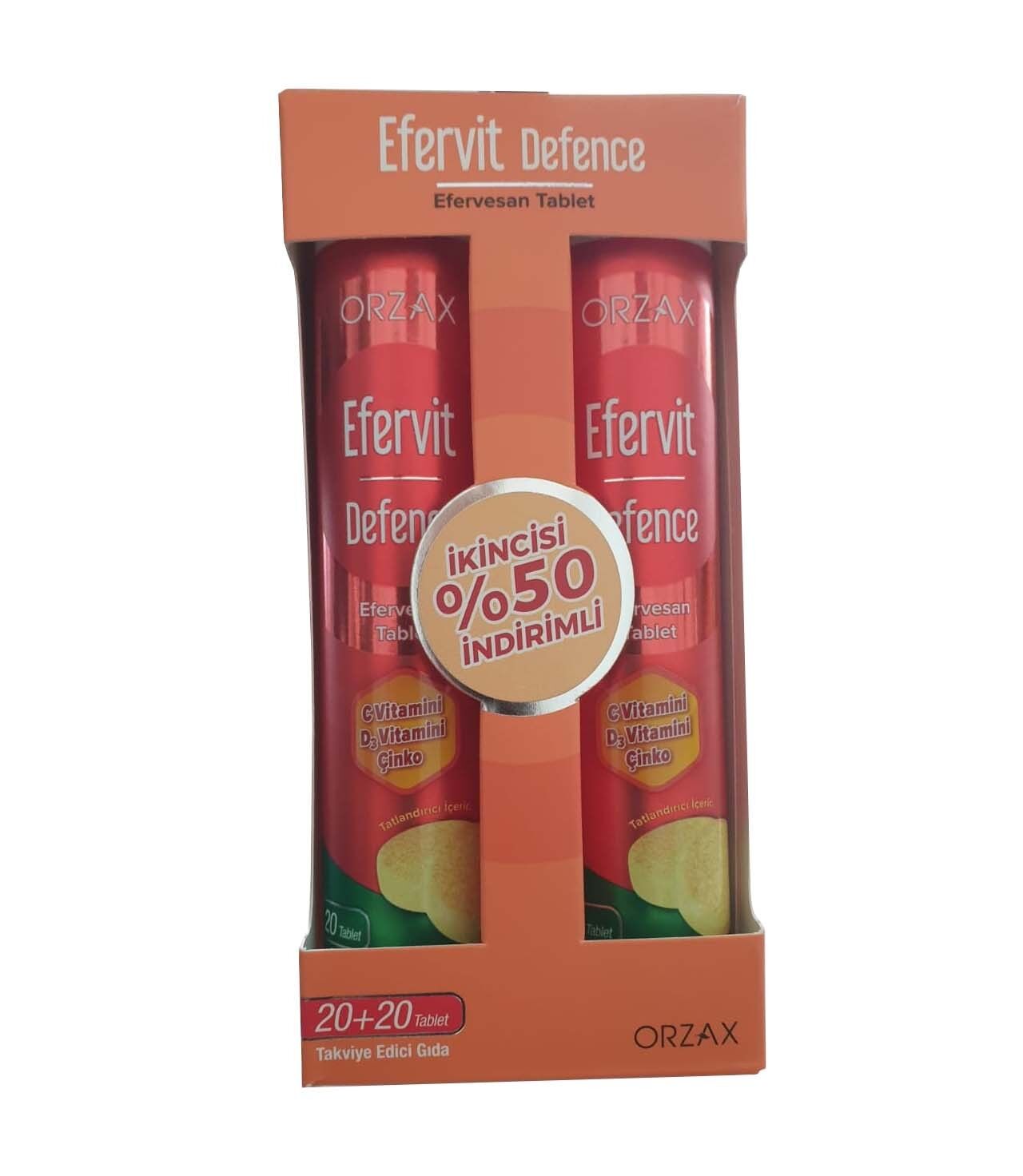 Orzax Efervit Defence C Vitamini D3 Vitamini Ve Çinko 2 X 20 Efervesan Tablet