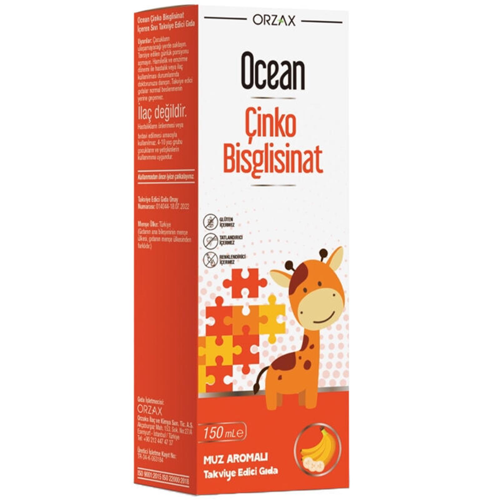 Ocean Çinko Bisglisinat Şurup Muz Aromalı 150 ml