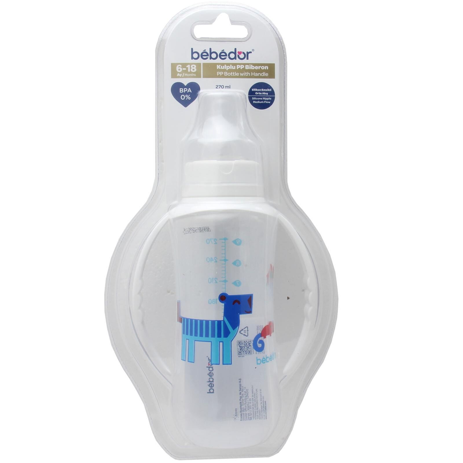 Bebedor 77302 Kulplu PP Biberon 6-18 Ay 270 ml Köpek Desenli