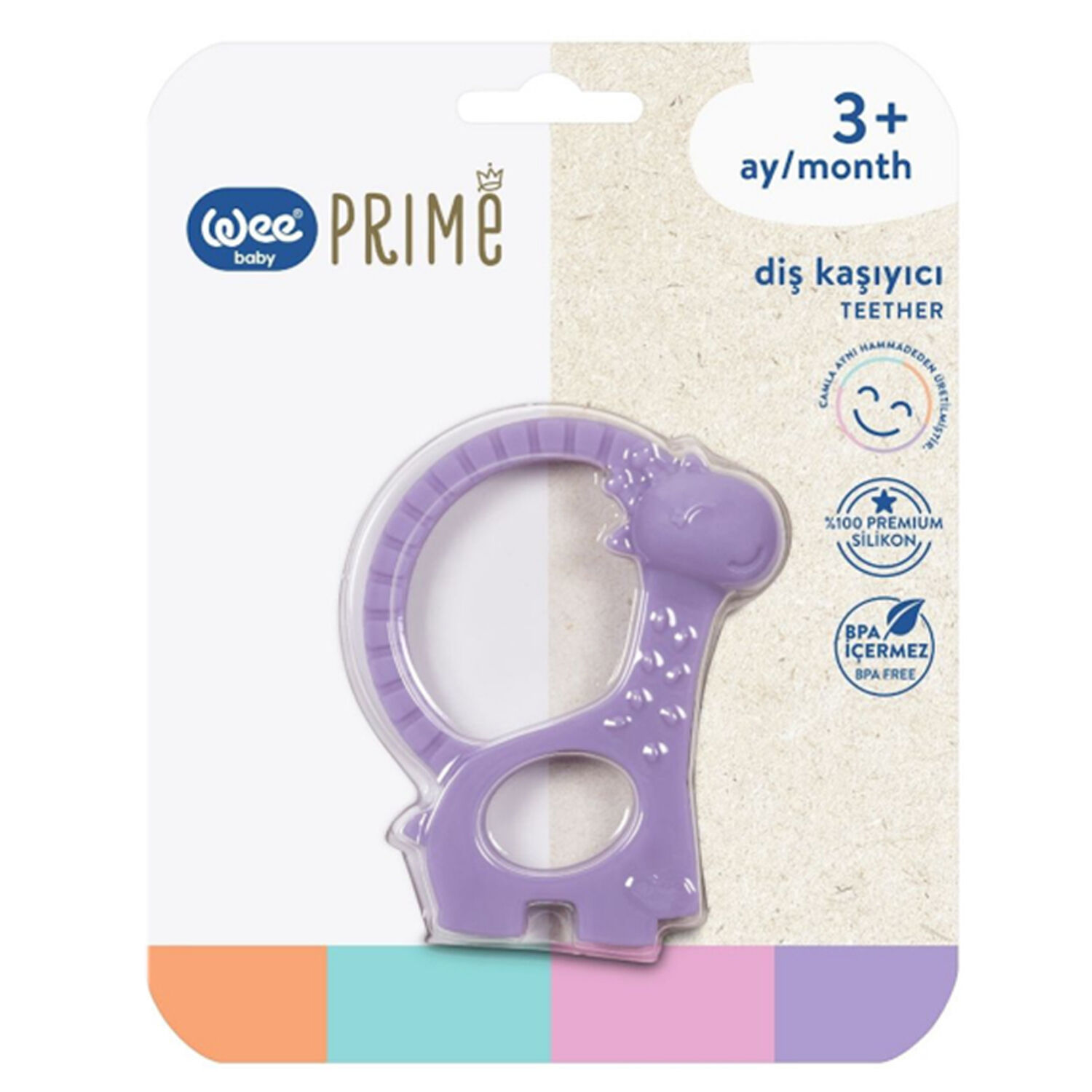 Wee Baby Prime Silikon Diş Kaşıyıcı 3+ Ay Mor