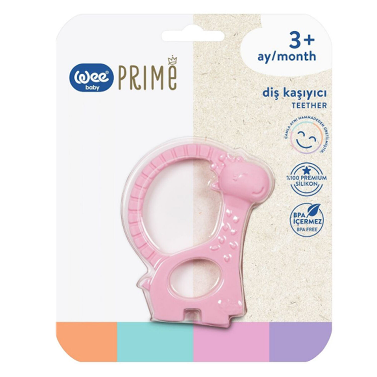 Wee Baby Prime Silikon Diş Kaşıyıcı 3+ Ay Pembe