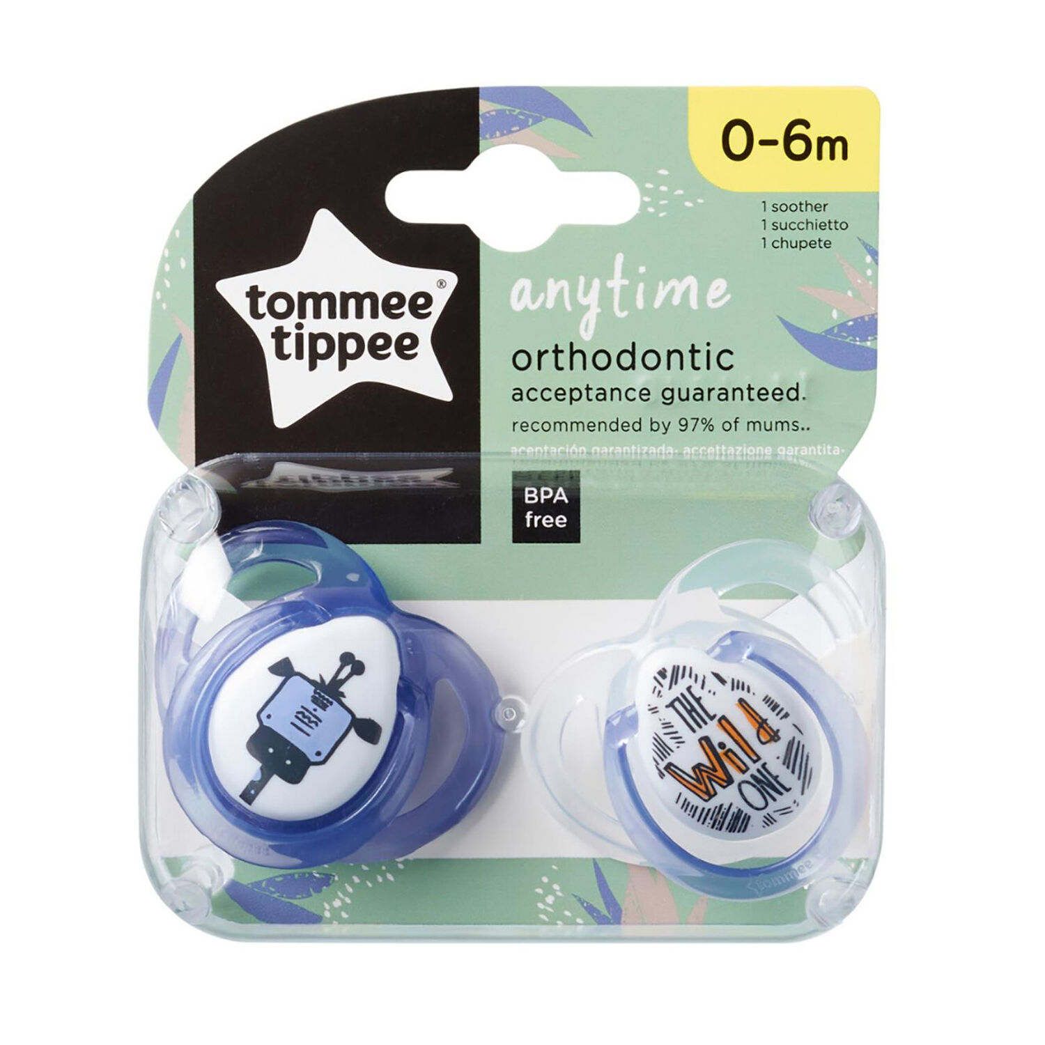 Tommee Tippee Anytime Ortodontik 2 li Emzik 0-6 Ay Mavi