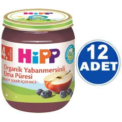 Hipp Kavanoz Maması Organik Yabanmersinli Elma Püresi 125 gr 12 ADET