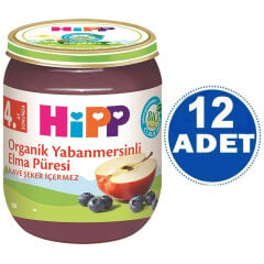 Hipp Kavanoz Maması Organik Yabanmersinli Elma Püresi 125 gr 12 ADET