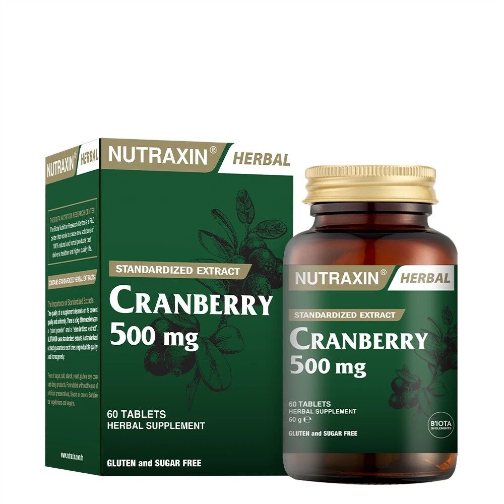 Mutraxin Cranberry 500 mg Takviye Edici Gıda 60 Tablet