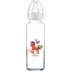 Bebedor Sevimli At Desenli Cam Biberon 3+ Ay 250 ml