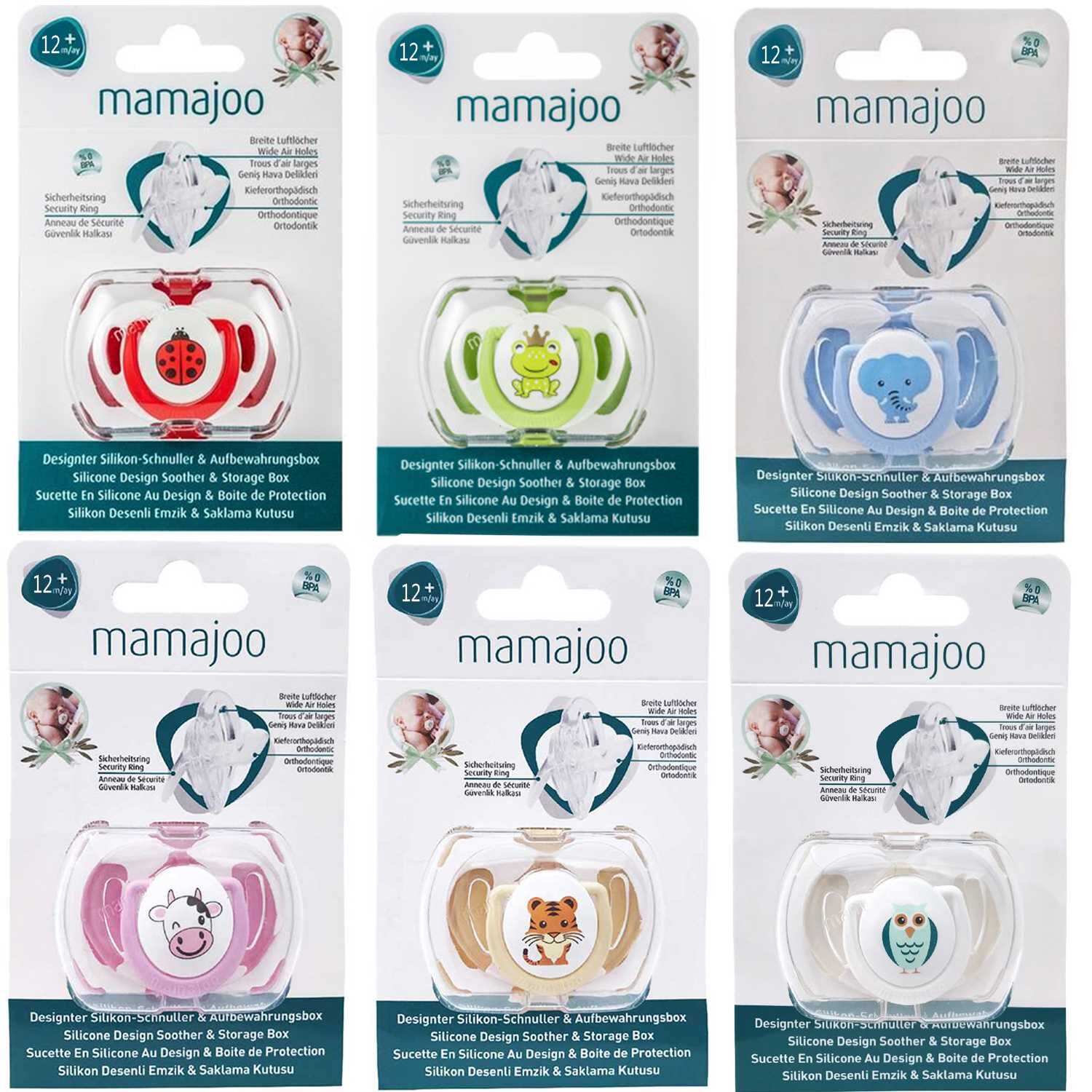Mamajoo Saklama Kutulu Desenli Ortodontik Silikon Emzik 12+Ay